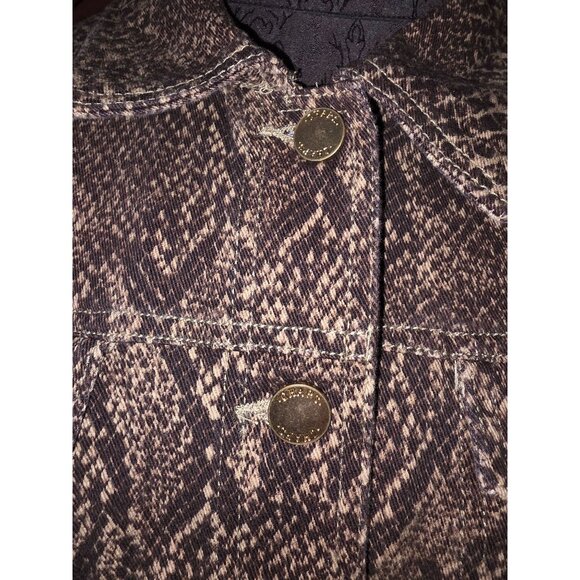Chaps Womens 2X Snake Print Denim Jacket Brown Button-Up Cotton Blend - Picture 2 of 7